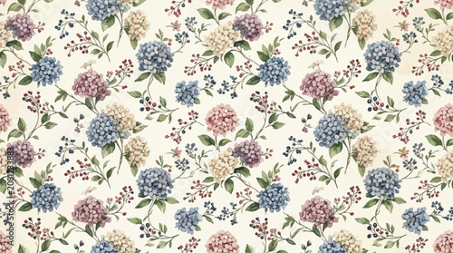 Colorful flowers on fabric pattern.