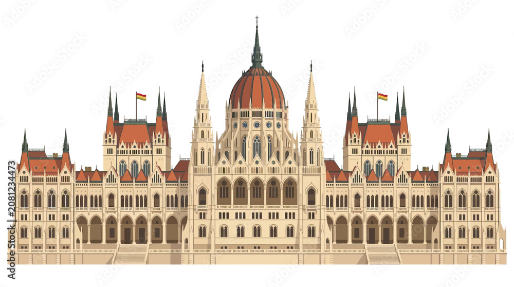 Fototapeta premium Budapest Parliament Building Facade, Hungary - Iconic Landmark Architecture