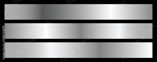 Silver and gold foil texture gradation background set.  Vector silver elegant, shiny and metalic gradient collection for chrome border, frame, ribbon, label design. metal silver pattern