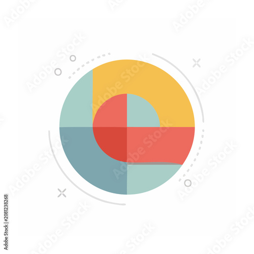 Flat design pie chart with multiple segments