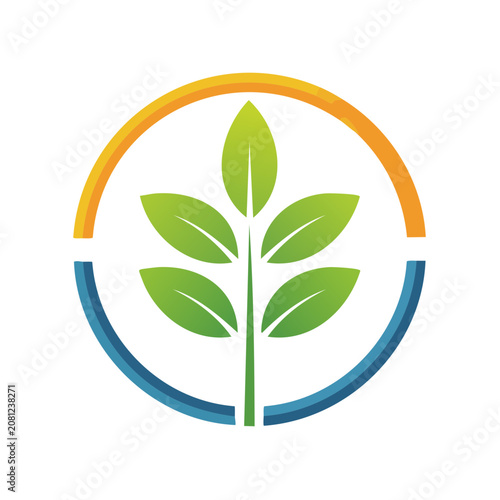 Flat design plant icon with circular frame