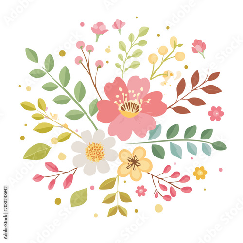 Colorful flat floral bouquet illustration