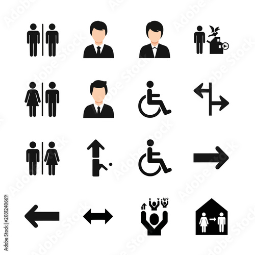 Collection of Accessibility and Directional Symbols.