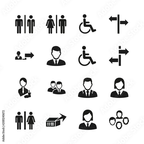 Collection of icons representing people, business, and accessibility symbols.