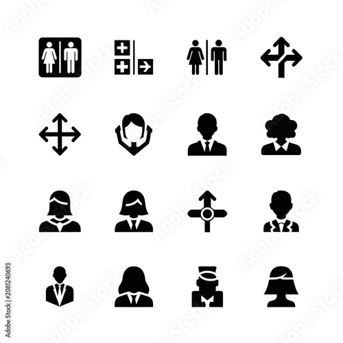 Collection of diverse user interface icons in minimalist style.