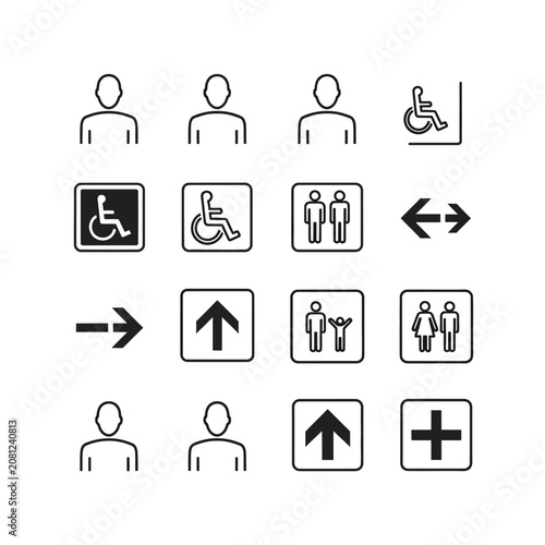 Collection of Accessibility and Directional Symbols.
