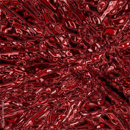 Abstract deep red fluid texture with organic ripples and metallic sheen