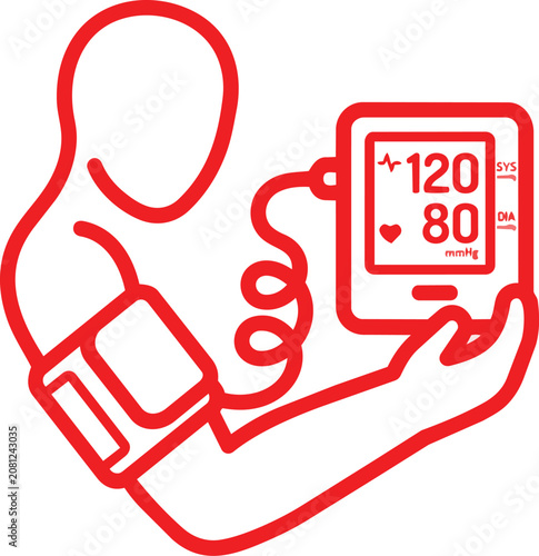 Photos Digital blood pressure monitor measuring patient health