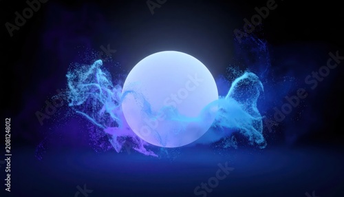 Mystical Orb Emitting Ethereal Blue and Purple Smoke.