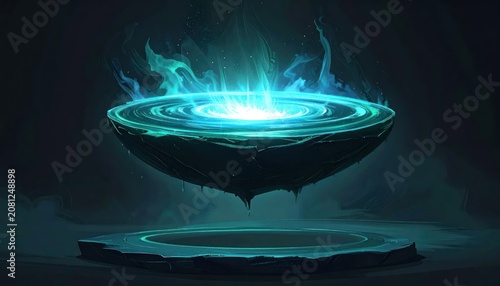 Mystical Glowing Portal with Ethereal Energy and Smoke.