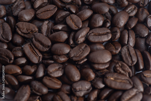 Macro background of roasted coffee beans