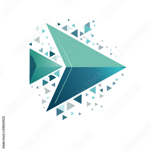 Low Poly Geometric Arrow with Triangular Fragments