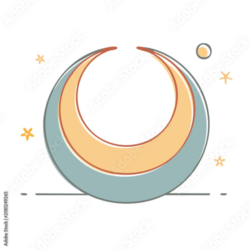 Minimalist crescent moon and sun illustration