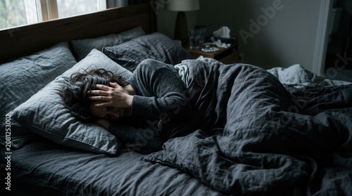 Person Troubled In Bed Experiencing Distress And Insomnia