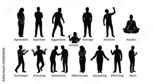 Photos Six Black Silhouette Illustrations Depicting Human Interactions And Personalitie