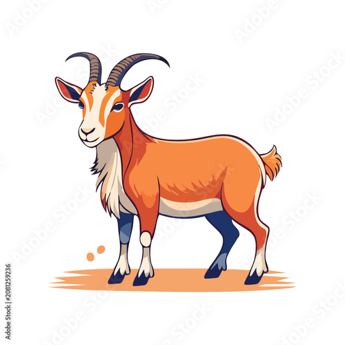Stylized mountain goat vector illustration isolated on white background