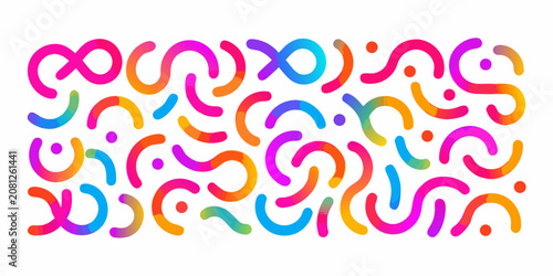Billede på lærred a dense horizontal rectangular pattern of colorful abstract shapes on white back