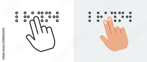 Braille reading with finger, accessibility for visually impaired people