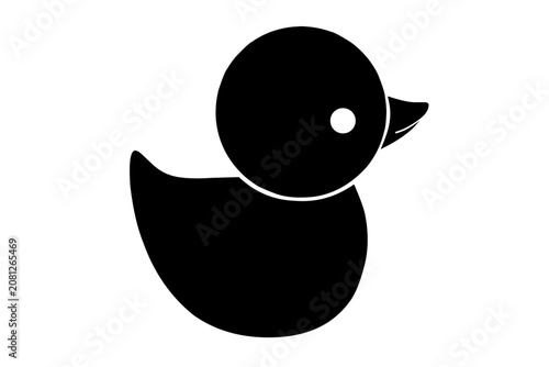 Cute rubber duck toy silhouette icon for children bath time