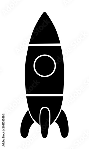 Retro spaceship rocket icon silhouette launching into space for business