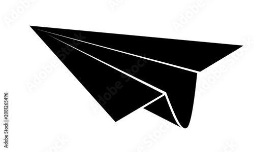 Paper airplane silhouette icon flying high for commercial business startup