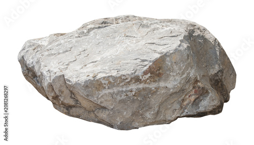 Konstfotografi A rough-textured rock with gray and beige tones, isolated on a transparent backg