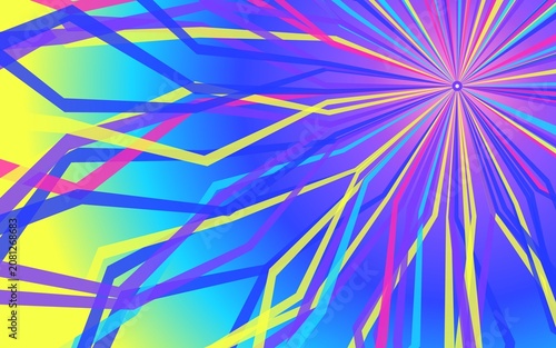 Abstract background featuring vibrant colorful rays radiating from center.