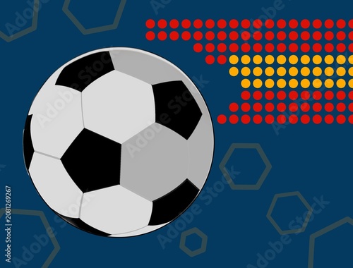 Soccer ball background in Spanish flag colors