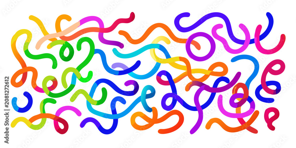 Fototapeta premium a collection of colorful squiggly and looping lines on black background abstract art vector illustration artistic