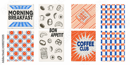 Tableau sur toile retro diner menu designs with bold typography and food patterns breakfast coffee