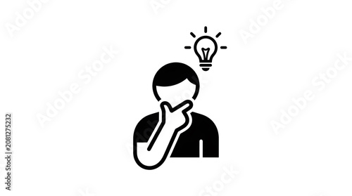 Person having a creative idea represented by a light bulb icon