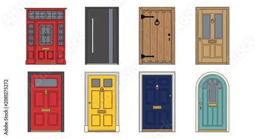 Different colored front doors.