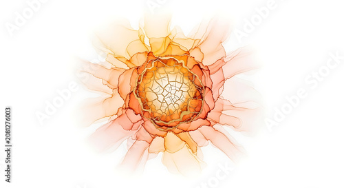 Circular alcohol ink floral design for product packaging