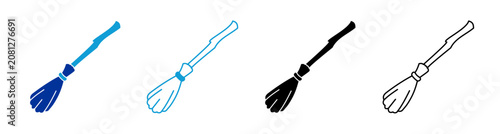 Witch Broom Icon Set Multiple Style
