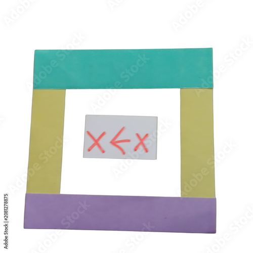 Colorful 3d block letter k made of cube blocks with torn paper and crafted card design