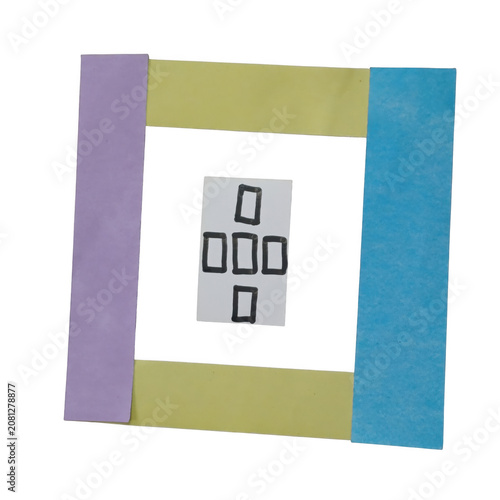 Colorful stacked blocks with letters on it isolated with torn paper and crafted card design