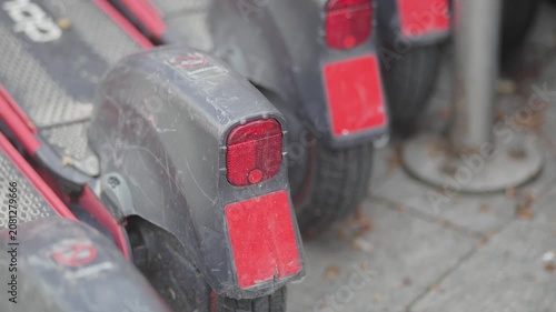 Scooters parked in the city center for public use