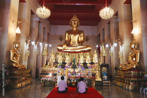 Buddha statues inside Wat Mahathatu Yuwaraj Rangsarit, Bangkok, Thailand