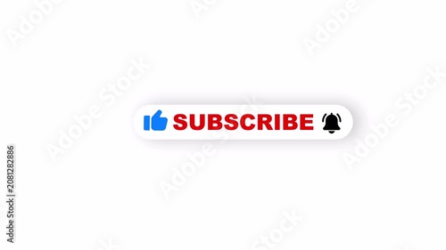 YouTube Subscribe Button Animation With Like And Bell Icon On White Background 4K