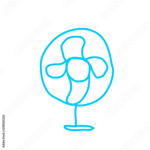 Simple Electric Fan Outline Vector Icon Isolated on White Background
