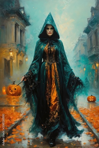 people in scary costumes, pumpkin, skeletons, night,holiday, halloween, free space for text
