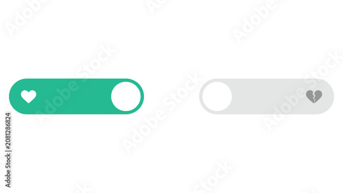 Cuadro en lienzo Heart Like Toggle Switch Vector Clipart for UI Design and App Interface Elements
