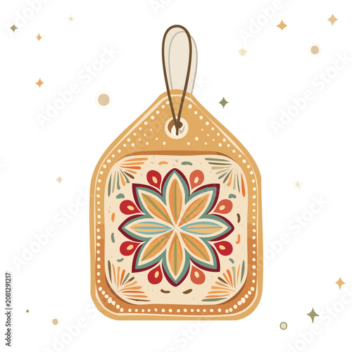 Decorative floral mandala gift tag vector