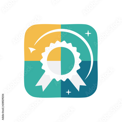 Flat design award badge with ribbon icon