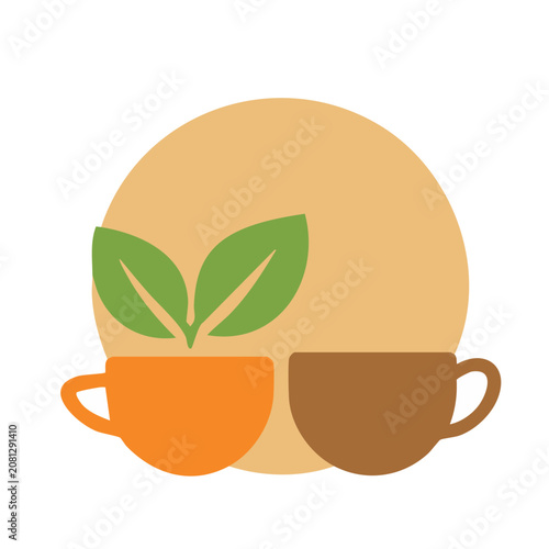 Flat design pumpkin with leaf and stem