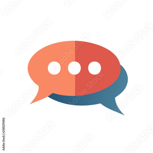 Flat speech bubble icon with three dots