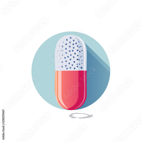 Red and white capsule pill icon