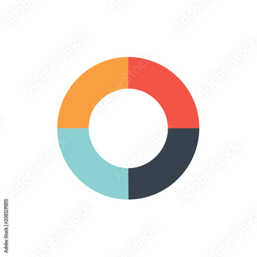 Four part circular infographic diagram for business presentation