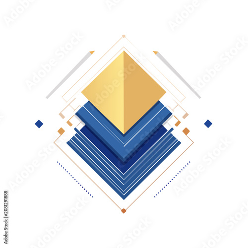 Abstract Geometric Pyramid with Layers and Lines