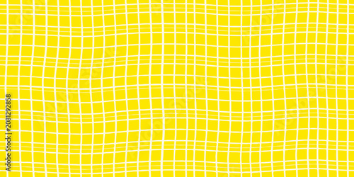Cuadro en lienzo wavy grid pattern on yellow background lines curved abstract geometric design mo